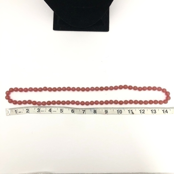 Vintage Watermelon Pink Jade Beaded Necklace - Picture 3 of 4